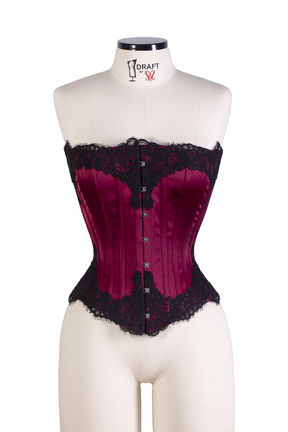 Corset Vitoriano Hourglass com Aplicação Manual de Renda