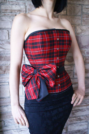 Corset Shantung Xadrez com Laço