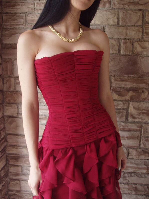 Corset Drapeado: Gazar Italiano Cereja 