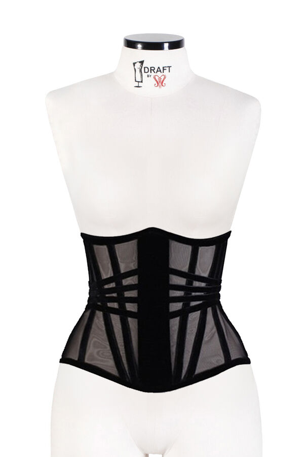 Underbust em Tela Sintética com Busk nas Costas